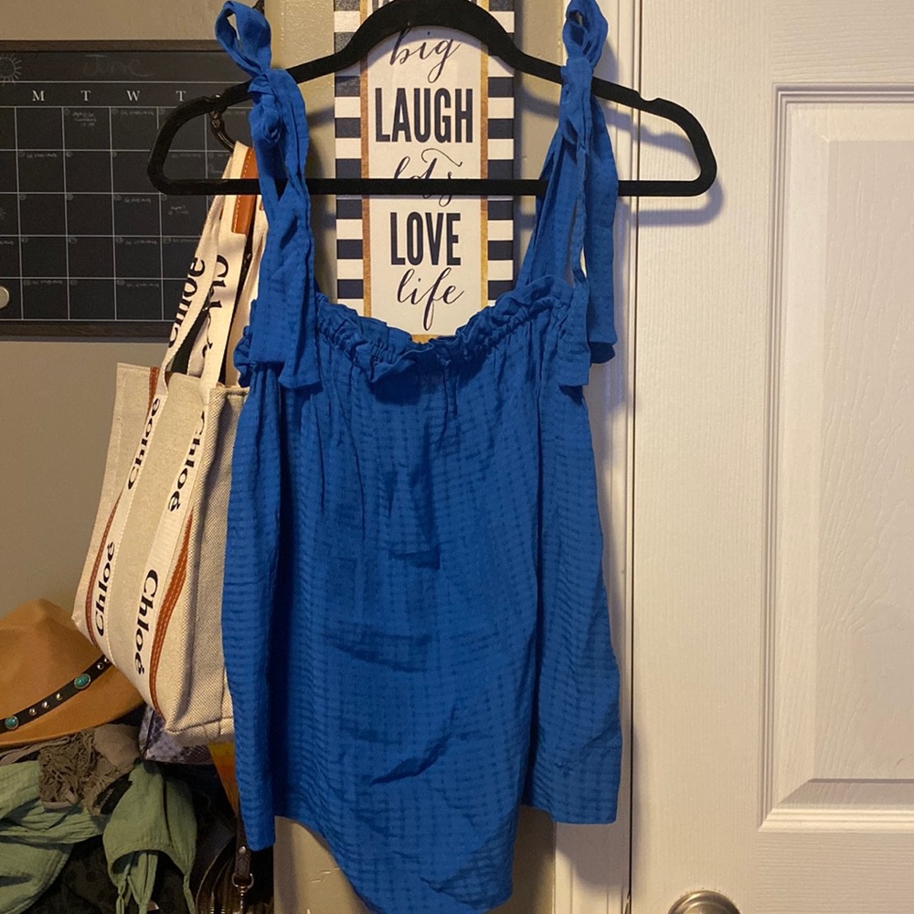 Ruffle Mediterranean blue H&M top       #72